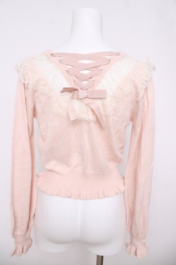 画像2: LIZ LISA / レースアップカーディガン 0 ピンク Y-26-03-24-021-LO-TO-SZ-ZY (2)