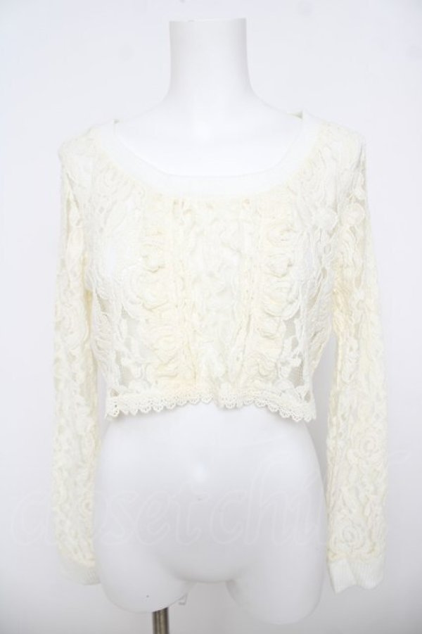 画像1: LIZ LISA / 後ろあき総レースショートトップス 0 アイボリー Y-26-03-24-022-LO-TO-SZ-ZY (1)
