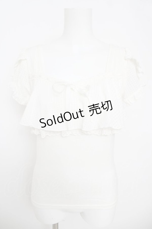 画像1: LIZ LISA / シアーチェックフリルカットソー 0 白 Y-26-03-24-026-LO-TO-SZ-ZY (1)