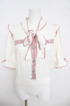 画像: LIZ LISA / ハートボウタイニット 0 白/ピンク Y-26-03-24-028-LO-TO-SZ-ZY