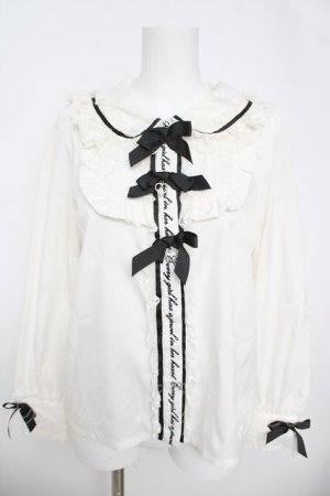 画像: LIZ LISA / 3連リボンメッセージブラウス 0 ホワイト/ブラック Y-26-03-24-034-LO-BL-SZ-ZY