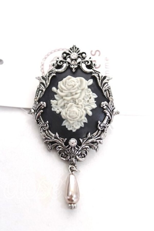 画像1: axes femme / ヴィクトリアンカメオブローチ  黒 Y-26-03-24-004-AX-ZA-SZ-ZY (1)