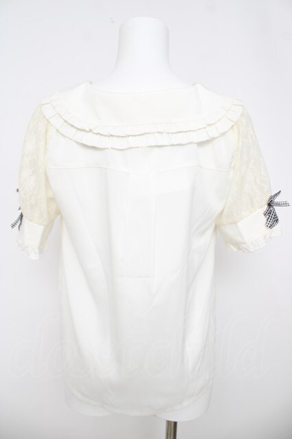 画像2: LIZ LISA / ギンガムリボンブラウス 0 白/黒 Y-26-03-24-041-LO-BL-SZ-ZY (2)