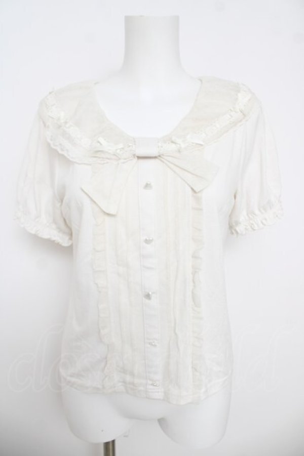 画像1: LIZ LISA / リボン襟ブラウス風カットソー 0 オフ Y-26-03-24-042-LO-BL-SZ-ZY (1)