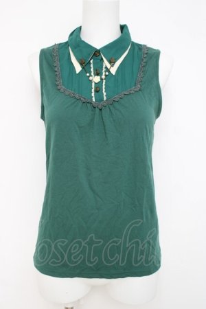 画像: axes femme / 二重襟付きタンクトップ M グリーン Y-26-03-26-037-AX-TO-SZ-ZY