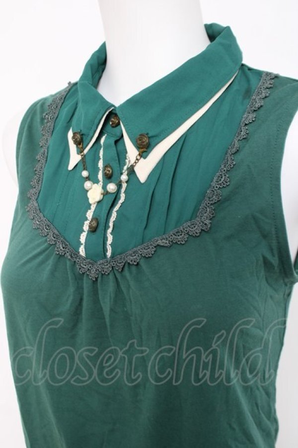 画像3: axes femme / 二重襟付きタンクトップ M グリーン Y-26-03-26-037-AX-TO-SZ-ZY (3)