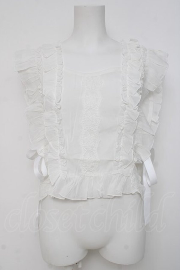 画像1: axes femme / サイドリボンフリルベスト F 白 Y-26-03-26-039-AX-TO-SZ-ZY (1)