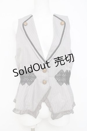 画像: axes femme POETIQUE / ストライプショートベスト M グレー Y-26-03-26-040-AX-JA-SZ-ZY