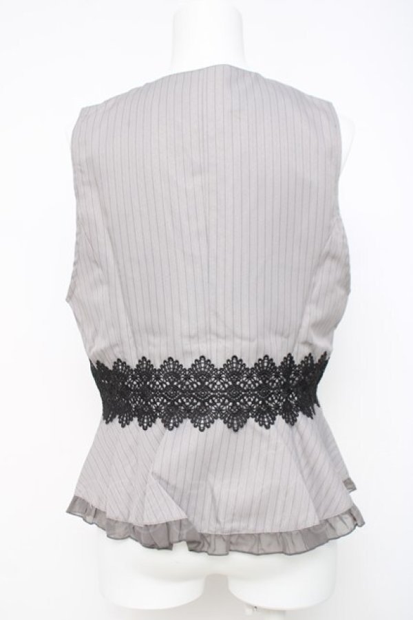 画像3: axes femme POETIQUE / ストライプショートベスト M グレー Y-26-03-26-040-AX-JA-SZ-ZY (3)