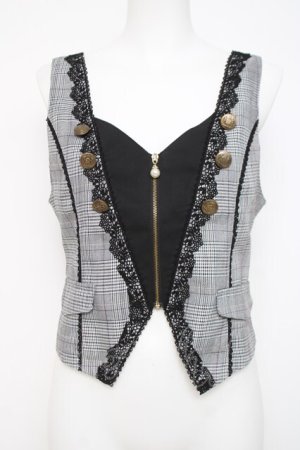 画像: axes femme POETIQUE / フロントジップショートベスト M グレー Y-26-03-26-041-AX-TO-SZ-ZY