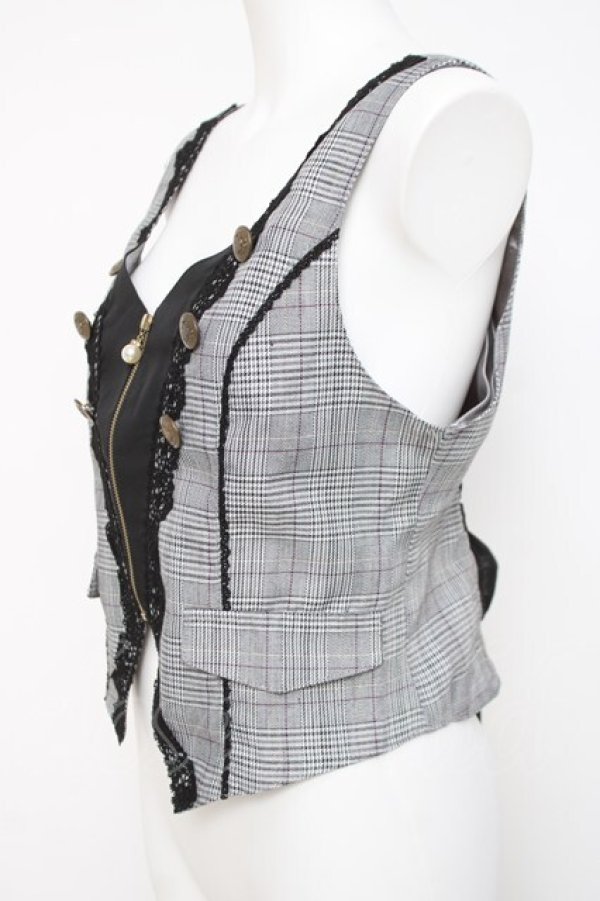 画像2: axes femme POETIQUE / フロントジップショートベスト M グレー Y-26-03-26-041-AX-TO-SZ-ZY (2)