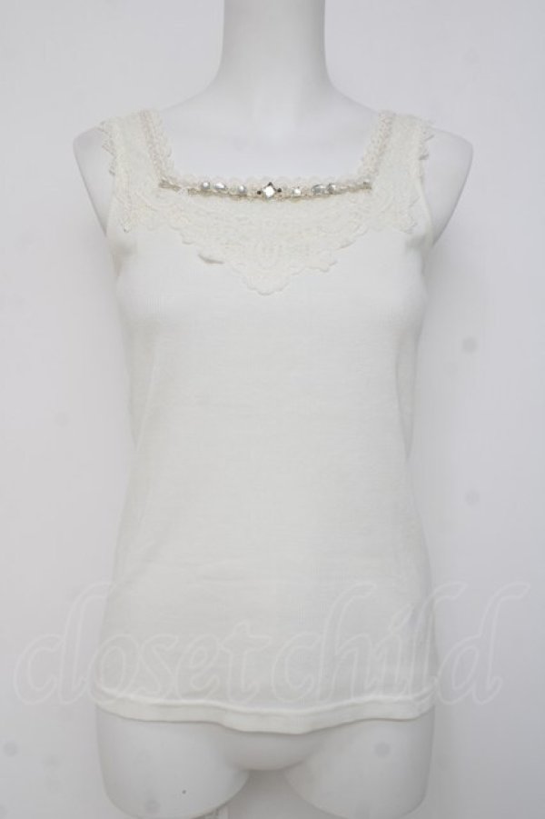 画像1: axes femme / ビジューストーン付きタンクトップ M 生成り Y-26-03-26-042-AX-TO-SZ-ZY (1)