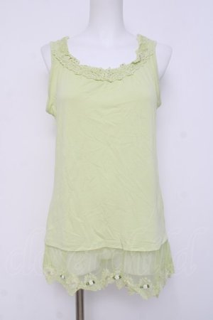 画像: axes femme / 立体お花付きロングタンク M ミントイエロー Y-26-03-26-043-AX-TO-SZ-ZY