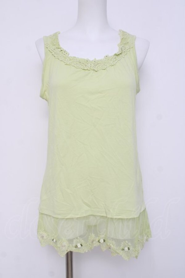 画像1: axes femme / 立体お花付きロングタンク M ミントイエロー Y-26-03-26-043-AX-TO-SZ-ZY (1)
