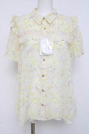 画像: axes femme / 花柄フリルシアーブラウス F イエロー Y-26-03-26-046-AX-BL-SZ-ZY
