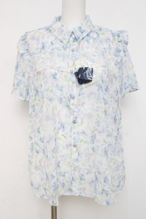 画像: axes femme / 花柄フリルシアーブラウス F 白 Y-26-03-26-047-AX-BL-SZ-ZY