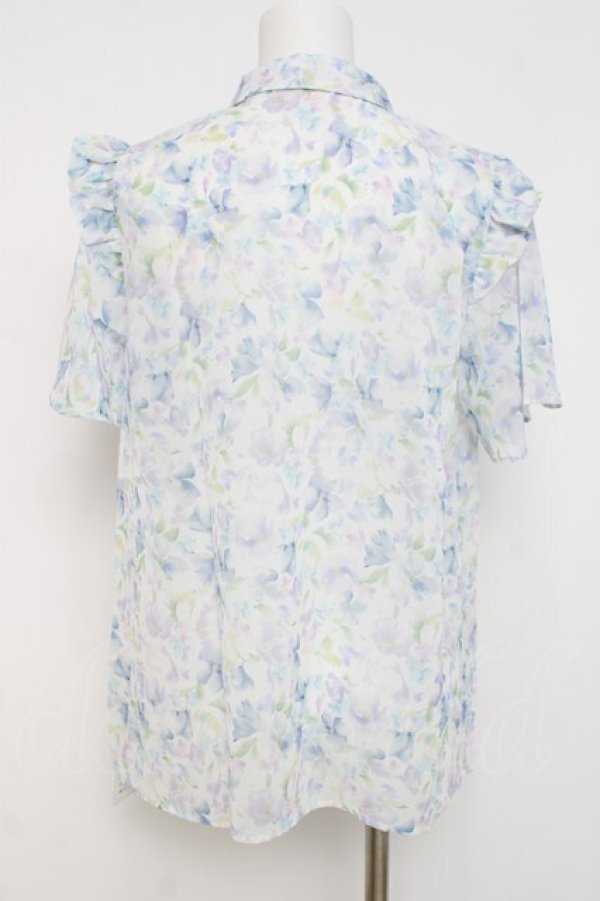 画像2: axes femme / 花柄フリルシアーブラウス F 白 Y-26-03-26-047-AX-BL-SZ-ZY (2)