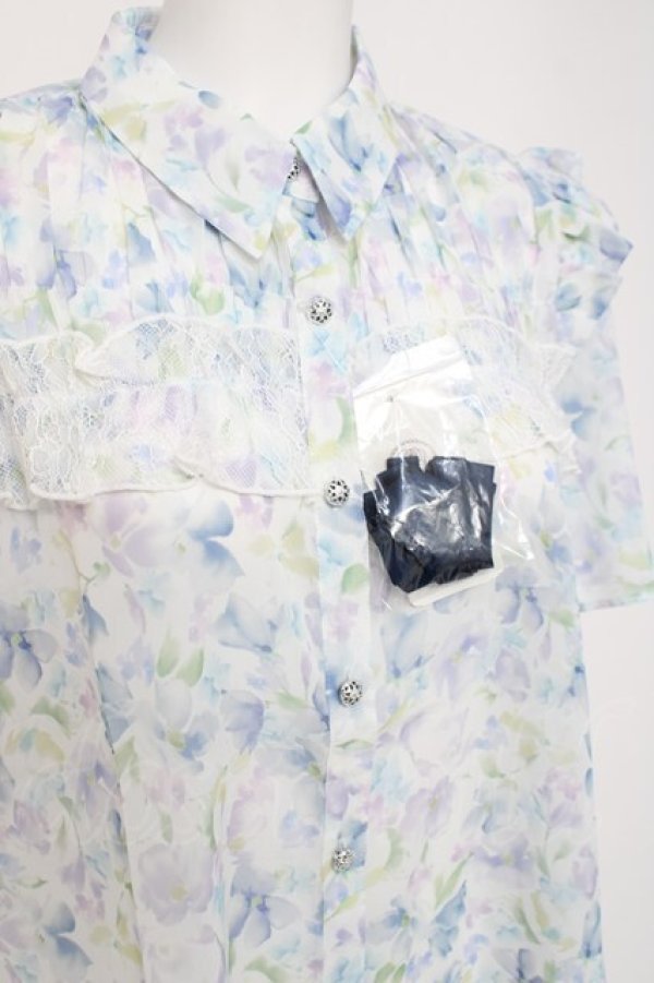 画像3: axes femme / 花柄フリルシアーブラウス F 白 Y-26-03-26-047-AX-BL-SZ-ZY (3)