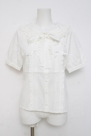 画像: axes femme POETIQUE / リボンフリル半袖ブラウス M 白 Y-26-03-26-049-AX-BL-SZ-ZY