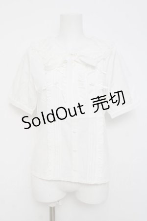 画像: axes femme POETIQUE / リボンフリル半袖ブラウス M 白 Y-26-03-26-049-AX-BL-SZ-ZY