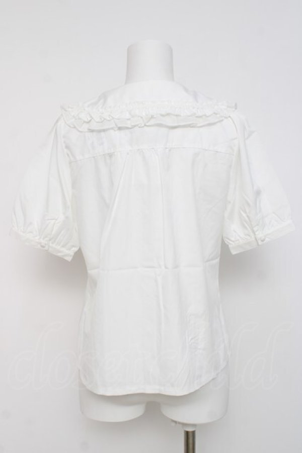 画像2: axes femme POETIQUE / リボンフリル半袖ブラウス M 白 Y-26-03-26-049-AX-BL-SZ-ZY (2)