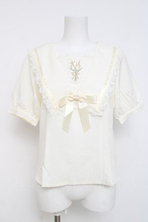 画像: axes femme POETIQUE / リボン付きューリップ刺繍ブラウス M 生成り Y-26-03-26-050-AX-BL-SZ-ZY