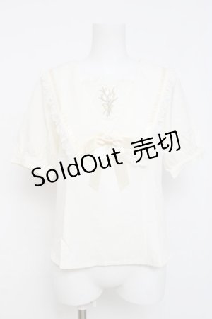 画像: axes femme POETIQUE / リボン付きューリップ刺繍ブラウス M 生成り Y-26-03-26-050-AX-BL-SZ-ZY