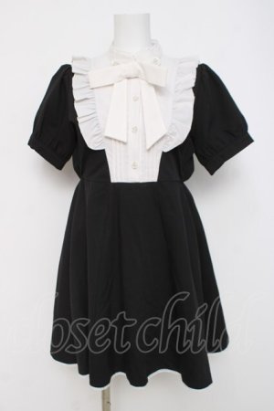 画像: axes femme POETIQUE / リボン付きフリルミニワンピース M 黒 Y-26-03-26-051-AX-OP-SZ-ZY