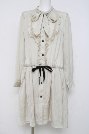 画像: axes femme / 襟取り外しボウタイブラウスワンピース M ベージュ Y-26-03-26-052-AX-OP-SZ-ZY