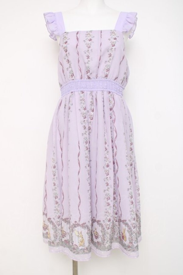 画像1: axes femme POETIQUE / うさぎ柄シフォンワンピース M ラベンダー Y-26-03-26-054-AX-OP-SZ-ZY (1)