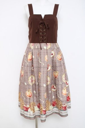 画像: axes femme POETIQUE / アップルパイレースアップワンピース M 茶 Y-26-03-26-056-AX-OP-SZ-ZY