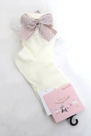 画像: m petit by misako / AMCSマロンクリームリボン靴下 23-25cm 濃白 Y-26-03-26-007-LO-ZA-SZ-ZY