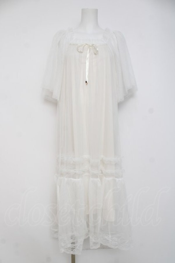 画像1: axes femme / フレアスリーブチュールワンピース F 白 Y-26-03-26-067-AX-OP-SZ-ZY (1)