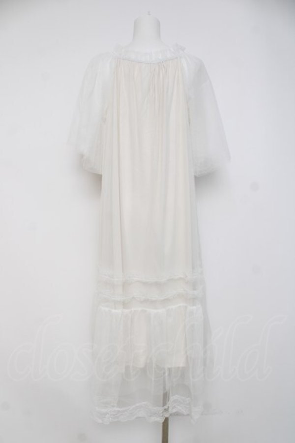 画像2: axes femme / フレアスリーブチュールワンピース F 白 Y-26-03-26-067-AX-OP-SZ-ZY (2)