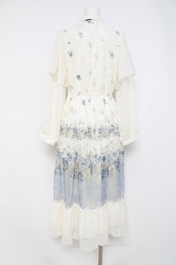 画像2: axes femme / フラワーパネルプリントレースワンピース F サックス Y-26-03-26-068-AX-OP-SZ-ZY (2)