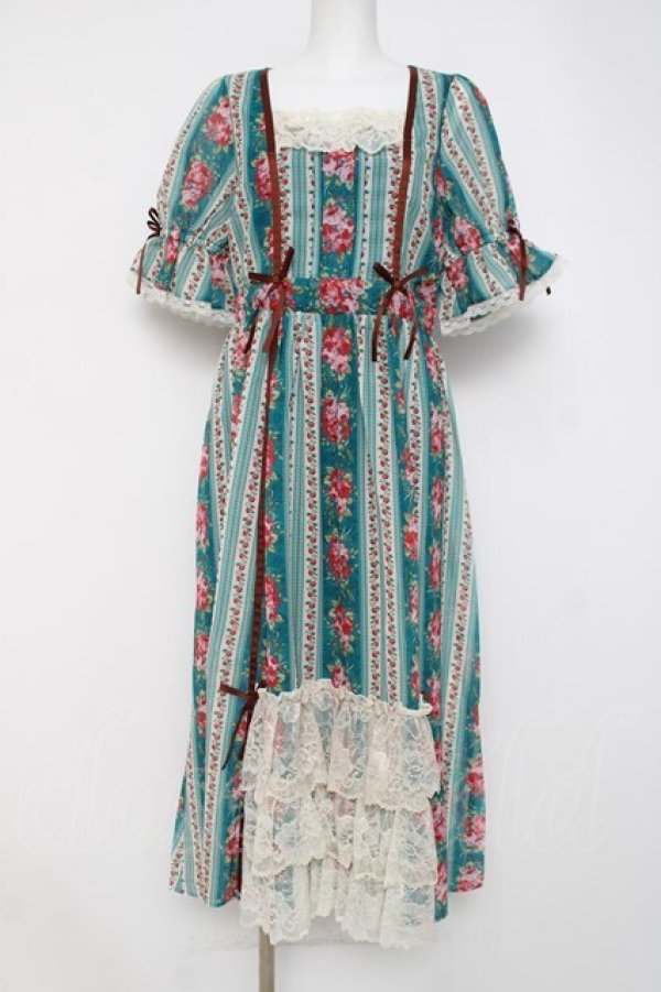 画像1: axes femme / カントリーローズワンピース F Bグリーン Y-26-03-26-069-AX-OP-SZ-ZY (1)