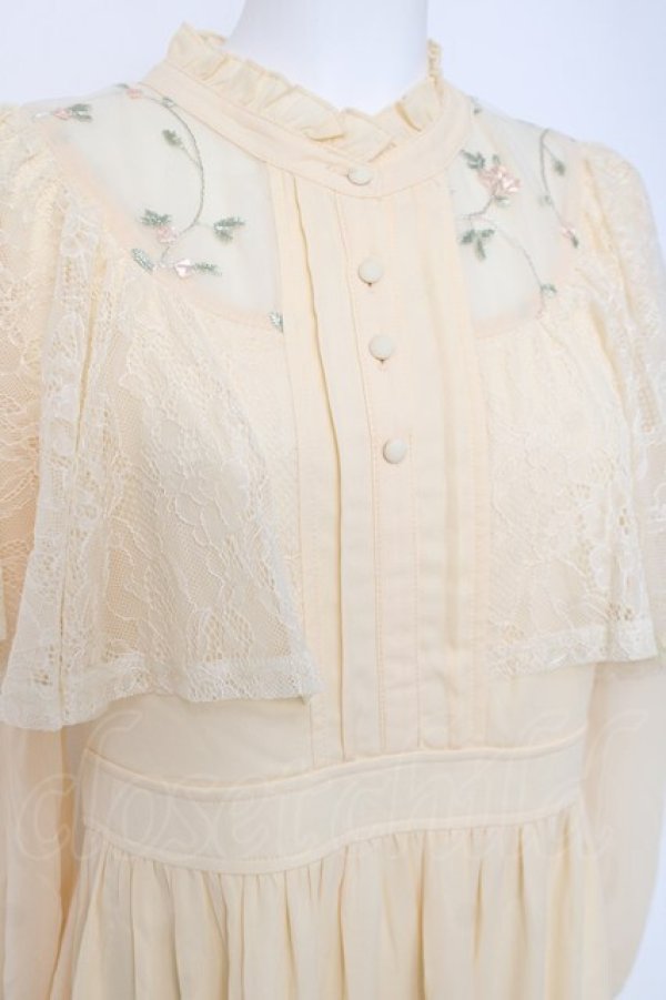 画像3: axes femme / 刺繍チュール使ケープワンピース F イエロー Y-26-03-26-070-AX-OP-SZ-ZY (3)