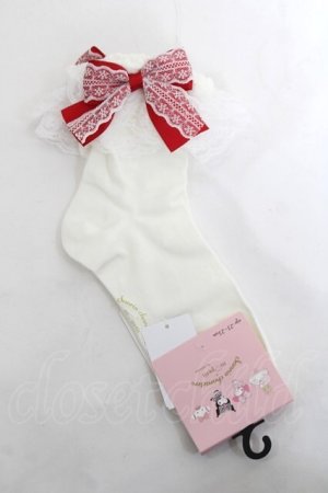 画像: m petit by misako / AMCSコギュミュンリボン 23-25cm 中白 Y-26-03-26-008-LO-ZA-SZ-ZY