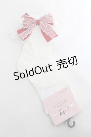 画像: m petit by misako / AMCSコギュミュンリボン 23-25cm 中白 Y-26-03-26-008-LO-ZA-SZ-ZY