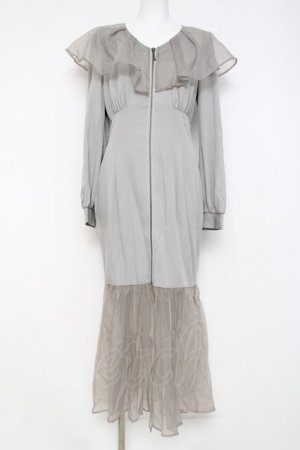 画像: axes femme POETIQUE / シアーフリルマーメイドワンピース M グレー Y-26-03-26-074-AX-OP-SZ-ZY