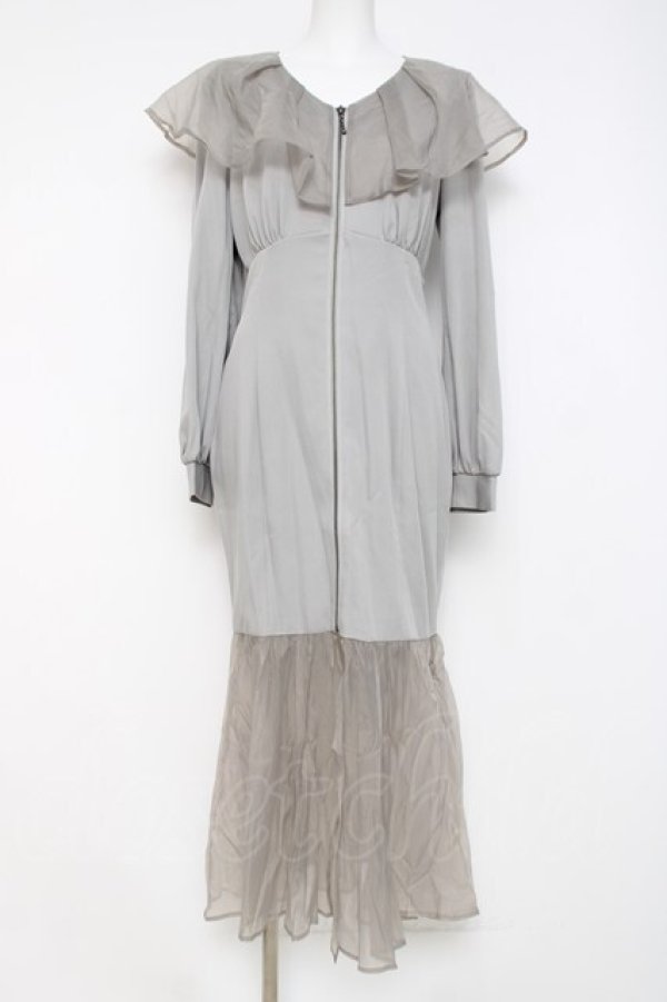 画像1: axes femme POETIQUE / シアーフリルマーメイドワンピース M グレー Y-26-03-26-074-AX-OP-SZ-ZY (1)