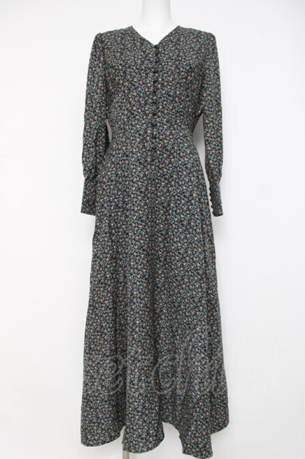 画像1: an another angelus / コルセット切替小花柄ロングワンピース F ネイビー Y-26-03-26-076-CA-OP-SZ-ZY (1)