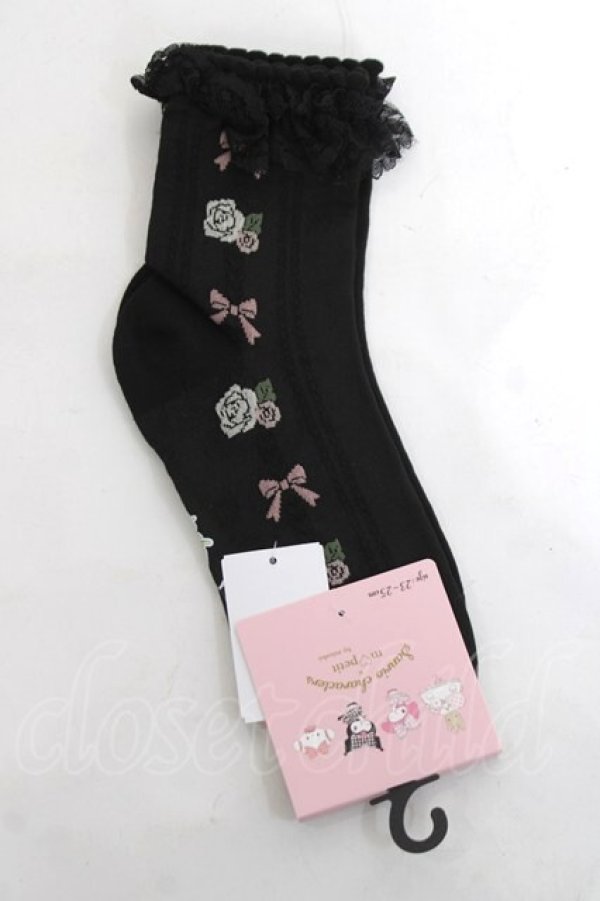 画像1: m petit by misako / AMCSクロミレース靴下 23-25cm 中黒 Y-26-03-26-009-LO-ZA-SZ-ZY (1)