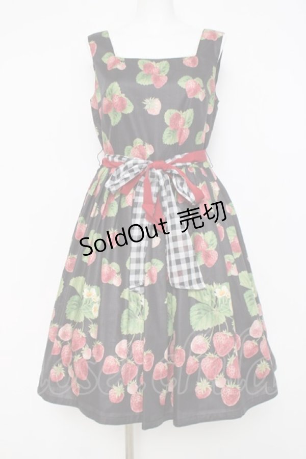 画像1: Leur Getter / Sweet Strawberryノースリーブワンピース M ブラック Y-26-03-26-077-LU-OP-SZ-ZY (1)