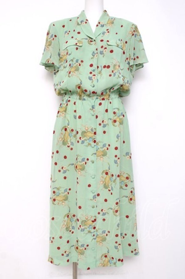 画像1: INGEBORG / フルーツ柄ワンピース  ミント Y-26-03-26-080-LO-OP-SZ-ZY (1)