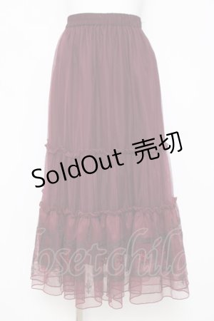 画像: axes femme / 額縁刺繍チュールスカート F ワイン Y-26-03-26-085-AX-SK-SZ-ZY