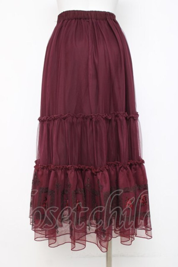 画像2: axes femme / 額縁刺繍チュールスカート F ワイン Y-26-03-26-085-AX-SK-SZ-ZY (2)