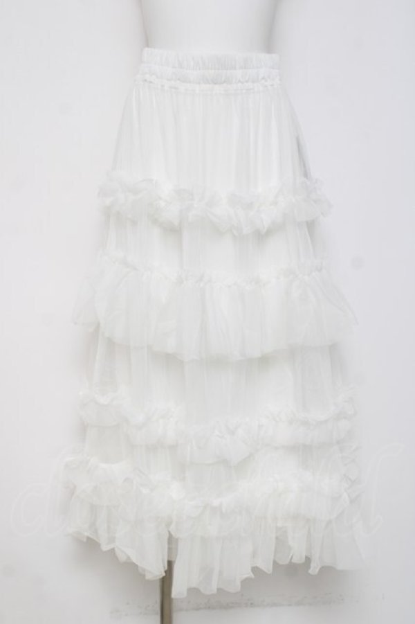 画像1: axes femme / フリルチュールティアードスカート F 白 Y-26-03-26-087-AX-SK-SZ-ZY (1)