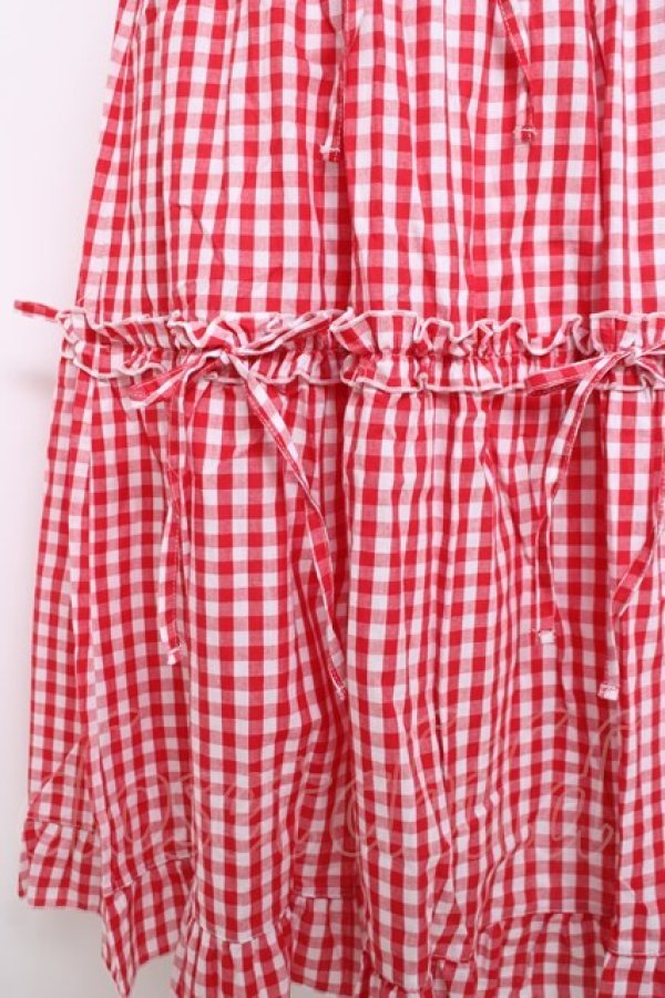 画像3: axes femme POETIQUE / ギンガムティアードスカート M 赤 Y-26-03-26-088-AX-SK-SZ-ZY (3)