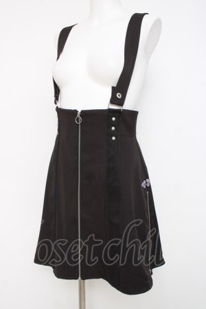 画像: axes femme POETIQUE / ファスナーデザインサス付スカート M 黒 Y-26-03-26-091-AX-SK-SZ-ZY